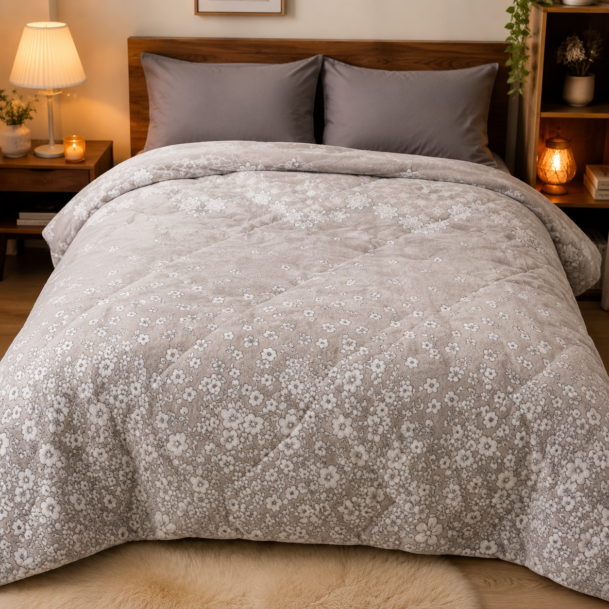 [Kozy House] Korean Soft Microfibre Floral Winter Blanket Comforter