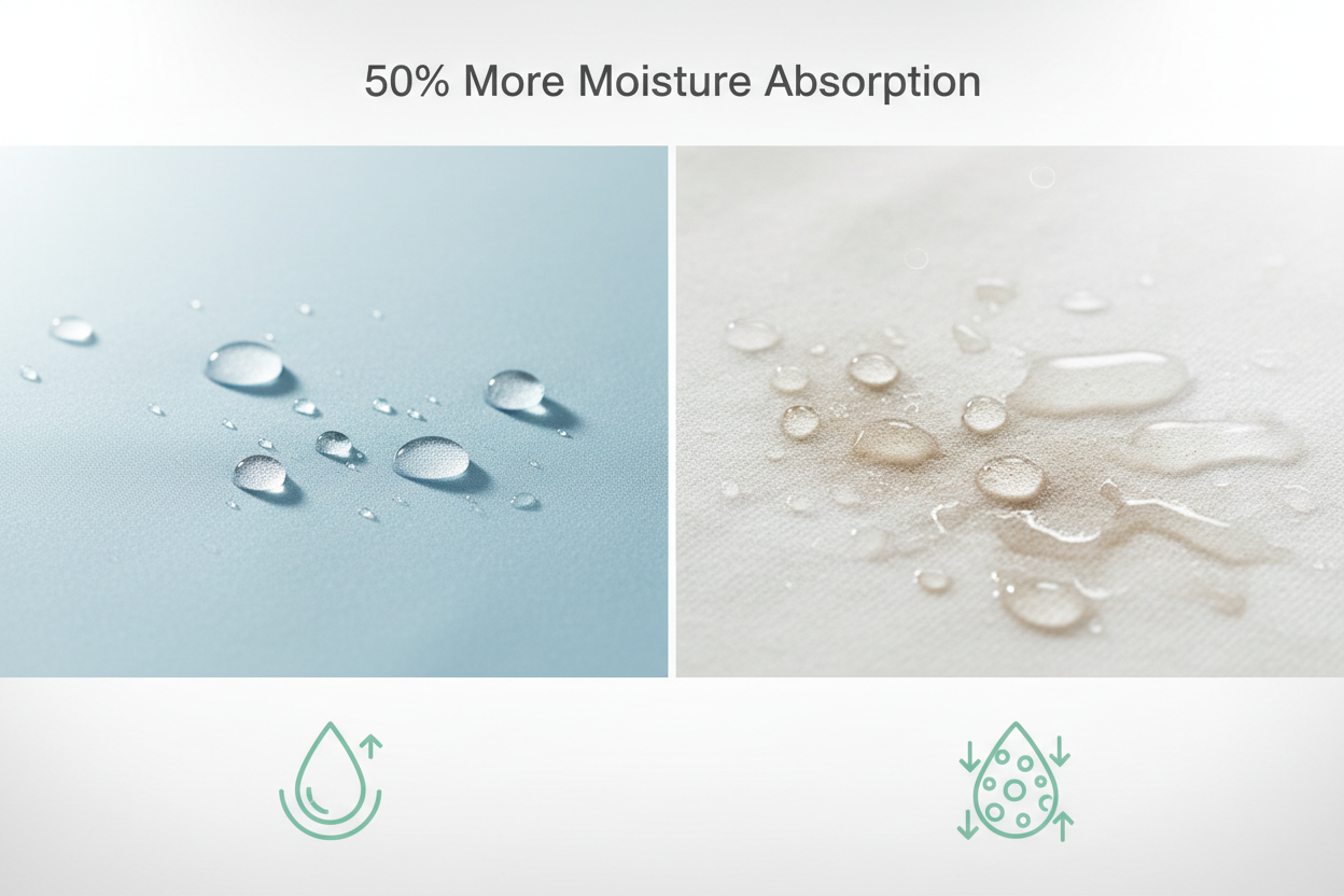 Modal Absorbs 50% more moisture than cotton, ensuring a fresh and dry environment even in humid weather. 