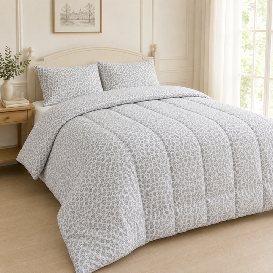 [Kozy House] Snowflake Flowers Microfibre 5mm 3D Burn-Out Korean Blanket Set