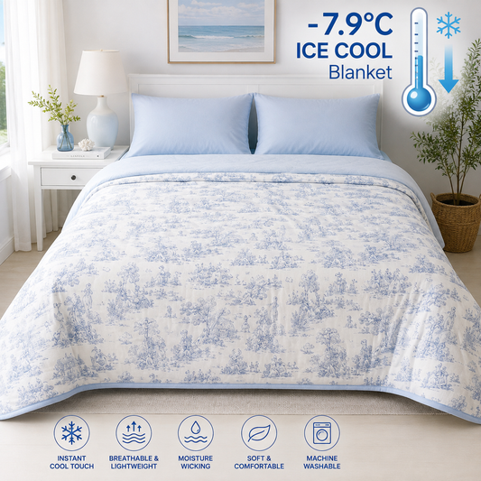 [Kozy House] Toile de Jouy Ice Cool Korean Blanket - Q